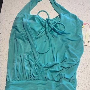 Teal mesh bathing suit